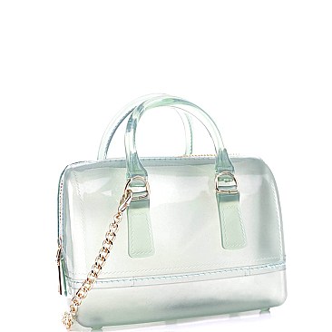2-Way Translucent Jelly Small Boston Satchel Shoulder Bag