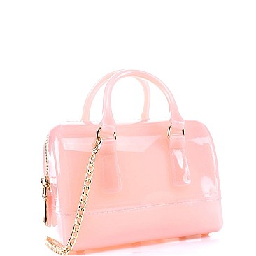 2-Way Translucent Jelly Small Boston Satchel Shoulder Bag