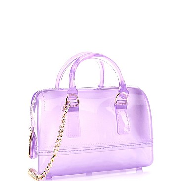 2-Way Translucent Jelly Small Boston Satchel Shoulder Bag