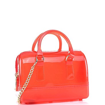 2-Way Translucent Jelly Small Boston Satchel Shoulder Bag