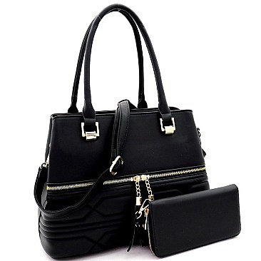Quilted Tassel Accent Tote Wallet SET