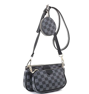 3 IN 1 STYLISH CIRCLE DOTS DESIGN CROSSBODY BAG SET