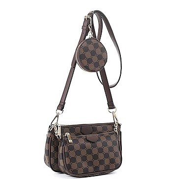 3 IN 1 STYLISH CIRCLE DOTS DESIGN CROSSBODY BAG SET