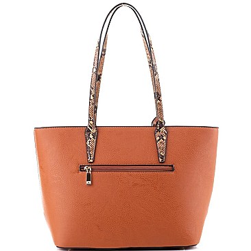 3 in 1 Snake Print Accent Tote Value SET