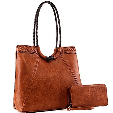 Braided Strap Boho Tote Wallet SET