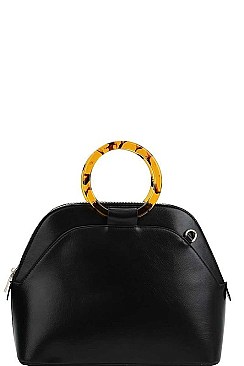BANGLE HANDLE SATCHEL WITH LONG STRAP