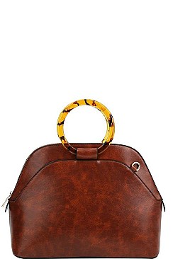 BANGLE HANDLE SATCHEL WITH LONG STRAP