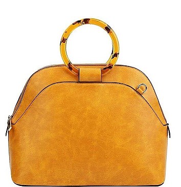BANGLE HANDLE SATCHEL WITH LONG STRAP
