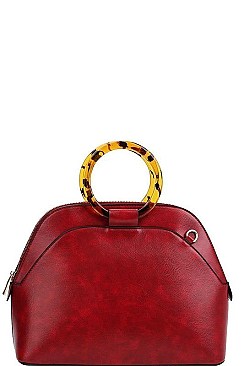 BANGLE HANDLE SATCHEL WITH LONG STRAP