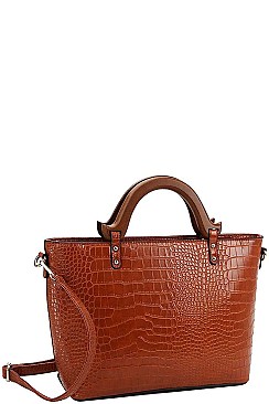 2 IN 1 CROC TEXTURED TOTE WITH WALLET