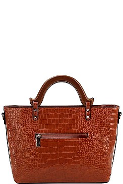 2 IN 1 CROC TEXTURED TOTE WITH WALLET