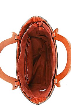 2 IN 1 CROC TEXTURED TOTE WITH WALLET