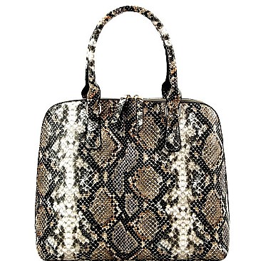 TWO WAY SNAKE PRINT DOME SATCHEL WALLET SET