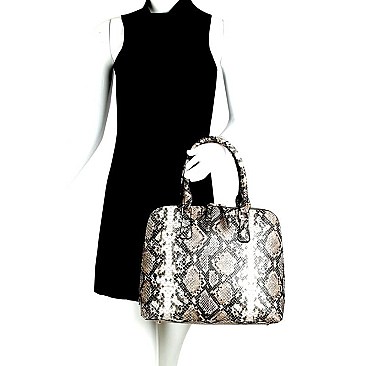 Snake Print 2-Way Dome Satchel Wallet SET