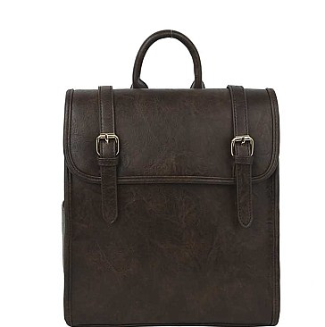 PLAIN DOUBLE BUCKLE BELT STRAP CONVERTIBLE BACKPACK