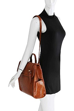 PLAIN DOUBLE BUCKLE BELT STRAP CONVERTIBLE BACKPACK