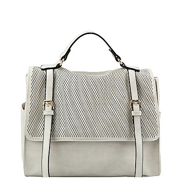 Convertible Buckle Accent Perforated Backpack Satchel
