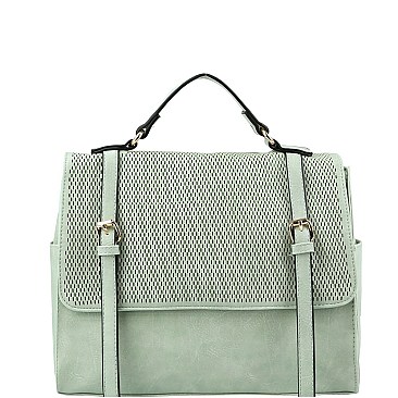 Convertible Buckle Accent Perforated Backpack Satchel