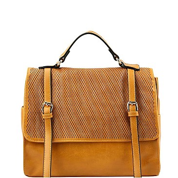Convertible Buckle Accent Perforated Backpack Satchel
