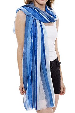 Short Trim Stripes Print Long Scarf