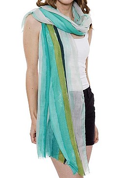 Short Trim Stripes Print Long Scarf