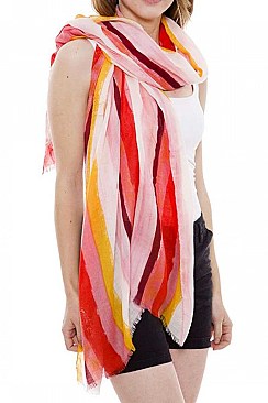 Short Trim Stripes Print Long Scarf