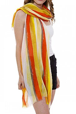Short Trim Stripes Print Long Scarf