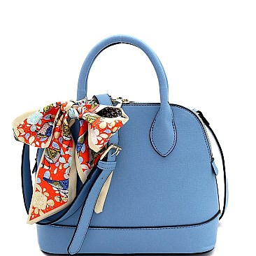 2-Way Medium Scarf Accent Classy Dome Satchel