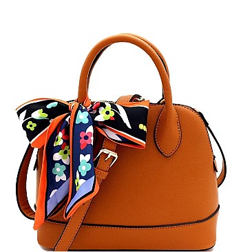 2-Way Medium Scarf Accent Classy Dome Satchel