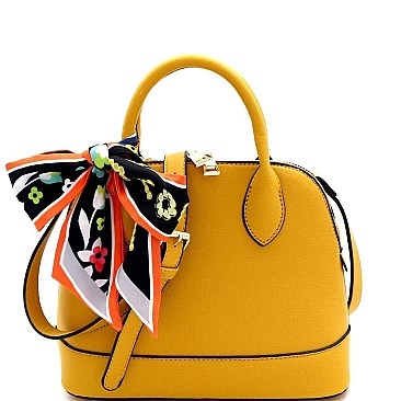 2-Way Medium Scarf Accent Classy Dome Satchel