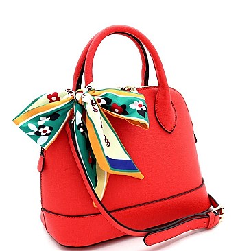 2-Way Medium Scarf Accent Classy Dome Satchel