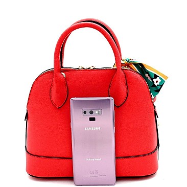 2-Way Medium Scarf Accent Classy Dome Satchel