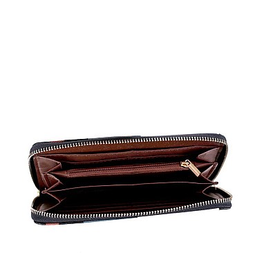 Plaid Checker Buckle Accent Print Satchel Wallet SET