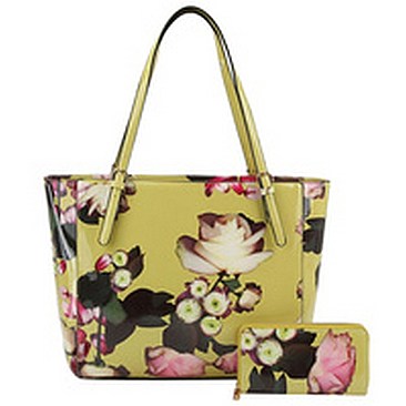 Glossy Flower Printed 2-in-1 Shopper Bag