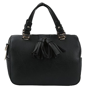 2-Way Double Tassel Accent Boston Satchel
