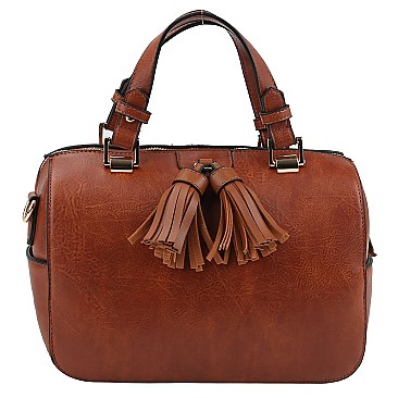 2-Way Double Tassel Accent Boston Satchel
