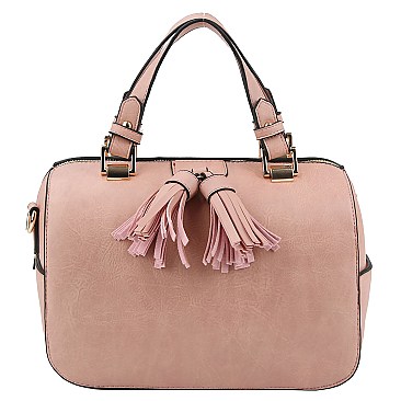 2-Way Double Tassel Accent Boston Satchel