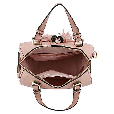 2-Way Double Tassel Accent Boston Satchel