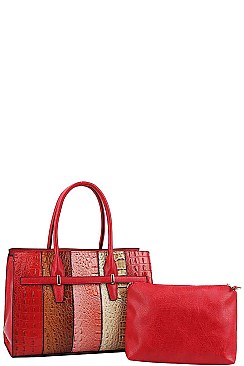 2IN1 STYLISH MULTI TONE SATCHEL WITH LONG STRAP