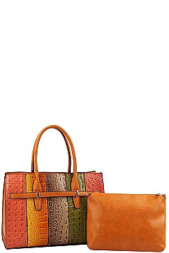 2IN1 STYLISH MULTI TONE SATCHEL WITH LONG STRAP