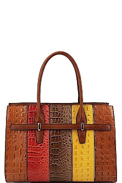 2IN1 STYLISH MULTI TONE SATCHEL WITH LONG STRAP