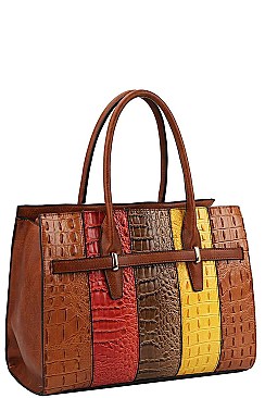 2IN1 STYLISH MULTI TONE SATCHEL WITH LONG STRAP