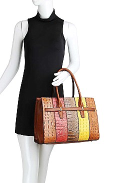 2IN1 STYLISH MULTI TONE SATCHEL WITH LONG STRAP
