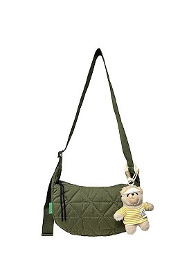 Bag Charm Quilted Crossbody Bag