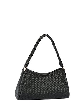 Braided Handle Woven Shoulder Bag
