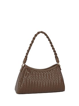 Braided Handle Woven Shoulder Bag