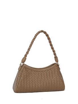 Braided Handle Woven Shoulder Bag