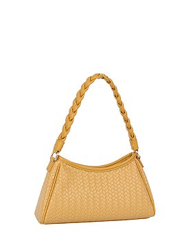 Braided Handle Woven Shoulder Bag