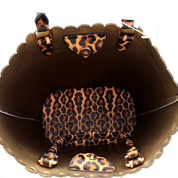 2 IN 1 PEARL ACCENT LEOPARD PRINT TOTE SET
