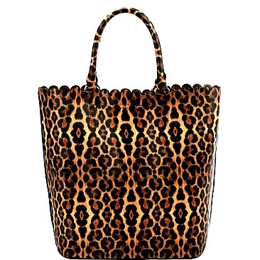 2 IN 1 PEARL ACCENT LEOPARD PRINT TOTE SET